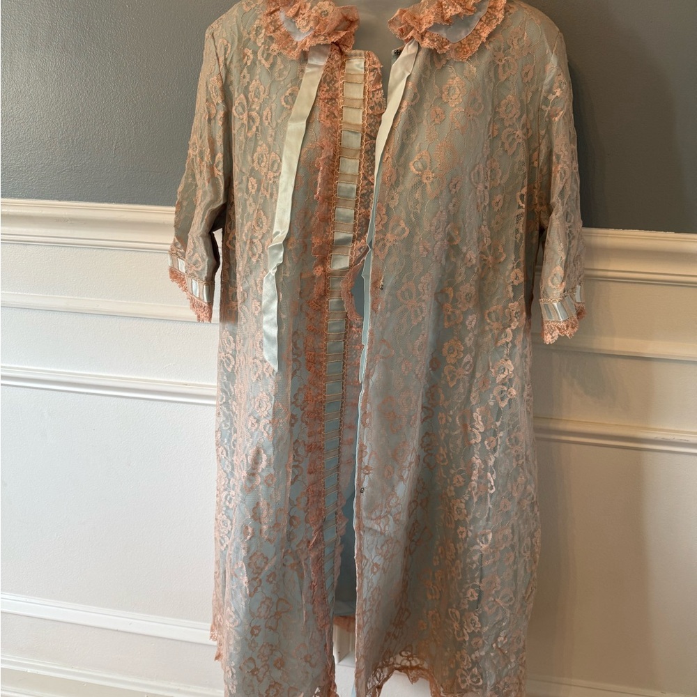 Vintage Lace and Silk Robe